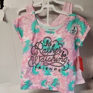 NWT Friends I'd rather be watching Friends Girls sz 12 3pc Outfit